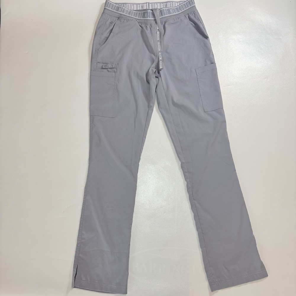 Med Couture Touch Scrub Pants Womens Small Tall Gray Stretch Cargo Medical
